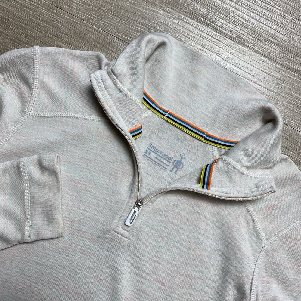 Smartwool Merino Wool Base Layer Sweater Women's XS Gray 1/4 Zip Hiking READ